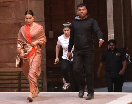 Kangana Ranaut during shooting of her upcoming film at Junagarh Fort in Bikaner.