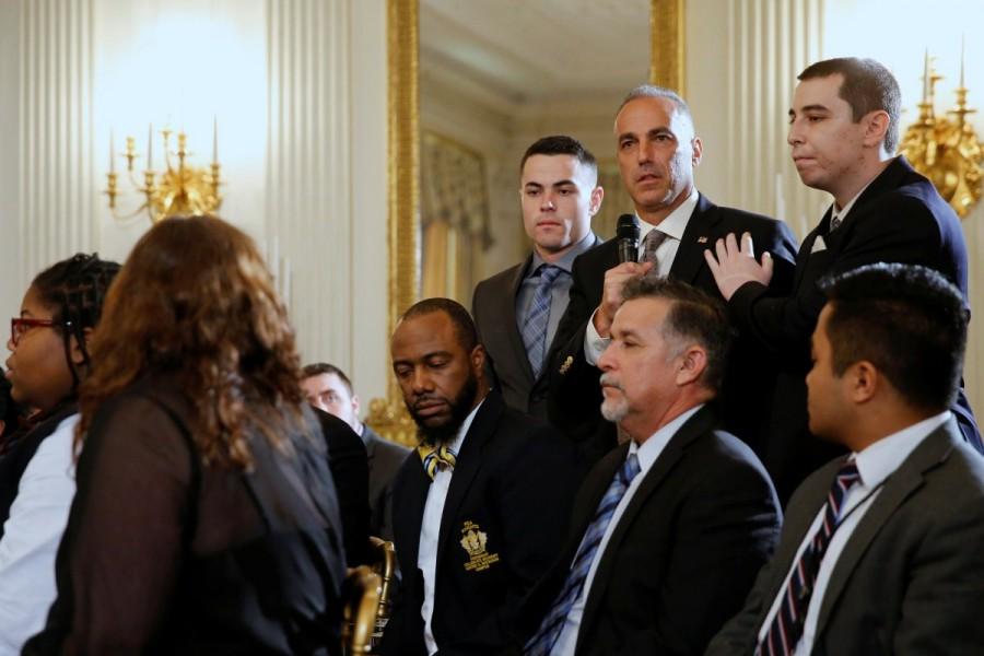 Marjory Stoneman Douglas High School parent Andrew Pollack, with his sons, talks about the death of his daughter Meadow. President Donald Trump,Donald Trump,Donald Trump meets Florida school survivors,Florida school survivors,Florida school shooting survivors