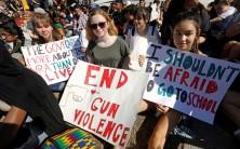 Students who walked out of their Montgomery County, Maryland, schools protest against gun violence in front of the White House in Washington, February 21, 2018.