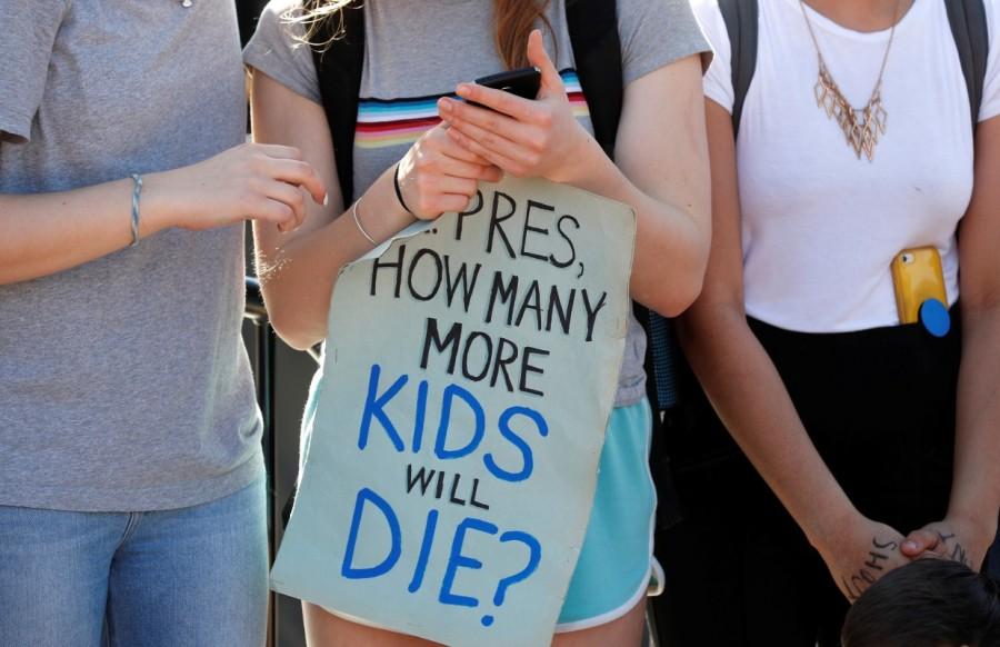 Students who walked out of their Montgomery County, Maryland, schools protest against gun violence in front of the White House in Washington, U.S., February 21, 2018. Florida shooting survivors,Donald Trump,US President Donald Trump,Marjory Stoneman Douglas High School,gun control push