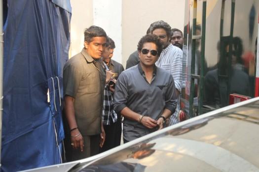 Cricket legend Sachin Tendulkar recently snapped at Mehboob studio in Bandra.