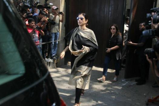 Tabu arrives to pay her last respects to legendary actress Sridevi at Anil Kapoor's residence in Mumbai.