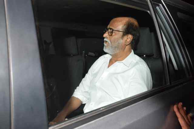 Superstar Rajinikanth arrives at Anil Kapoor's house to pay his last respects. Rajinikanth,Shah Rukh Khan,Gauri Khan,Anil Kapoor,celebs at Anil Kapoor house,RIP Sridevi,Sridevi,sridevi death,Sridevi passes away,sridevi funeral