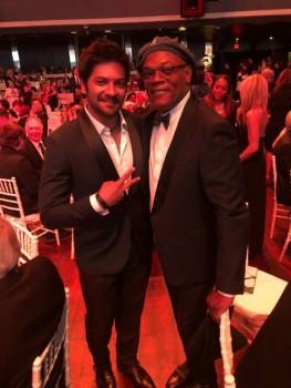 Ali Fazal with Samuel L Jackson.