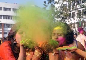 Holi,Holi celebration,holi celebration in india,holi celebration photos,Holi celebration pics,Basanta Utsav,Basanta Utsav celebrations