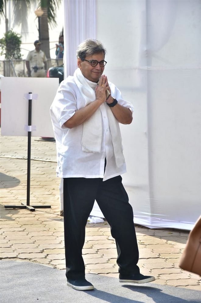 Subhash Ghai arrives at the Celebration Sports Club to pay a last respect to the Legendary Sridevi. Jacqueline Fernandez,Akshaye Khanna,Jacky Bagnani,Farah Khan,Nimrat Kaur,Sridevi funeral,Sridevi funeral pics,Sridevi funeral images,celebs at Sridevi funeral