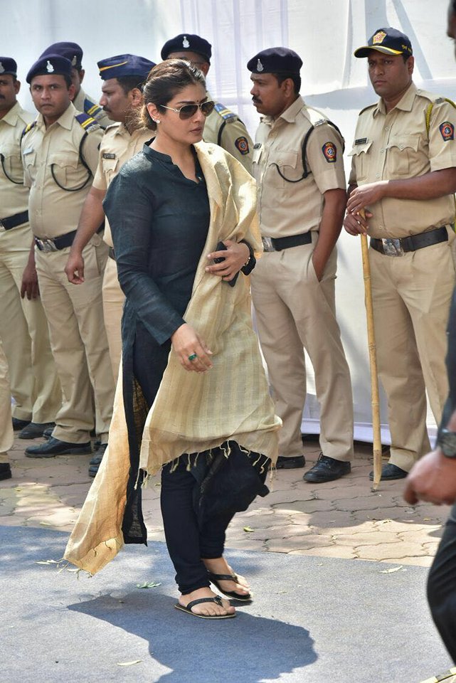 Raveena Tandon arrives at the Celebration Sports Club to pay a last respect to the Legendary Sridevi. Sanjay Leela Bhansali,Raveena Tandon,Rekha,Malaika Arora,Sridevi funeral,Sridevi funeral pics,Sridevi funeral images,celebs at Sridevi funeral,Sridevi