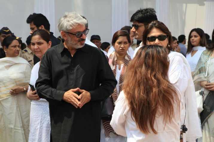 Sanjay Leela Bhansali arrives at the Celebration Sports Club to pay a last respect to the Legendary Sridevi. Sanjay Leela Bhansali,Raveena Tandon,Rekha,Malaika Arora,Sridevi funeral,Sridevi funeral pics,Sridevi funeral images,celebs at Sridevi funeral,Sridevi
