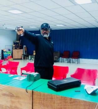 Thala Ajith practices pistol shooting for his upcoming movie Viswasam.