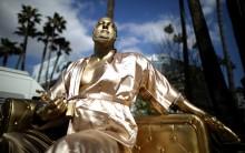 A statue of Harvey Weinstein on a casting couch made by artist Plastic Jesus is seen on Hollywood Boulevard near the Dolby Theatre during preparations for the Oscars in Hollywood, Los Angeles, California, U.S.