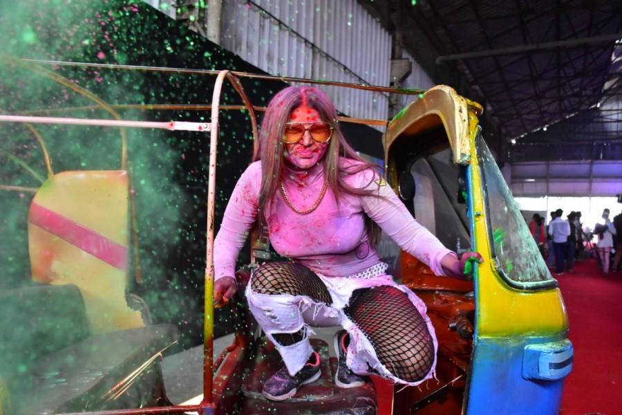 Rakhi Sawant poses for the cameras during Zoom Holi Party 2018. Rakhi Sawant,Urvashi Rautela,Divya Dutta,Zoom Holi Party 2018,Zoom Holi Party,Zoom Holi Party pics,Zoom Holi Party images