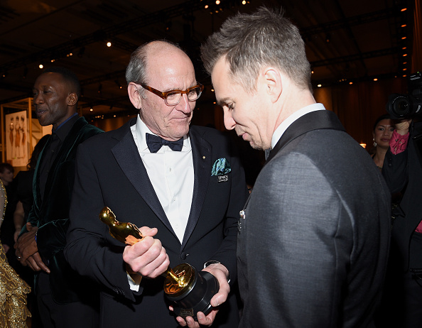 Actors Richard Jenkins (L) and Sam Rockwell at the 90th Annual Academy Awards Governors Ball at Hollywood & Highland Center on March 4, 2018 in Hollywood, California. Sam Rockwell,best supporting actor,Three Billboards,Sam Rockwell wins first Oscar,Oscars 2018,Oscars 2018 pics,Oscars 2018 winners
