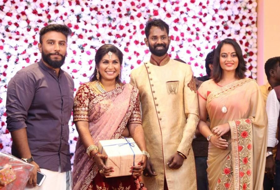 Suja Varunee at Ramesh Thilak and Navalakshmi wedding reception. Vijay Sethupathi,Venkat Prabhu,Mohan Raja,KS Ravikumar,Ramesh Thilak and Navalakshmi,Ramesh Thilak,Navalakshmi wedding reception,Ramesh Thilak and Navalakshmi wedding reception pics,Ramesh Thilak and Navalakshmi wedding reception images