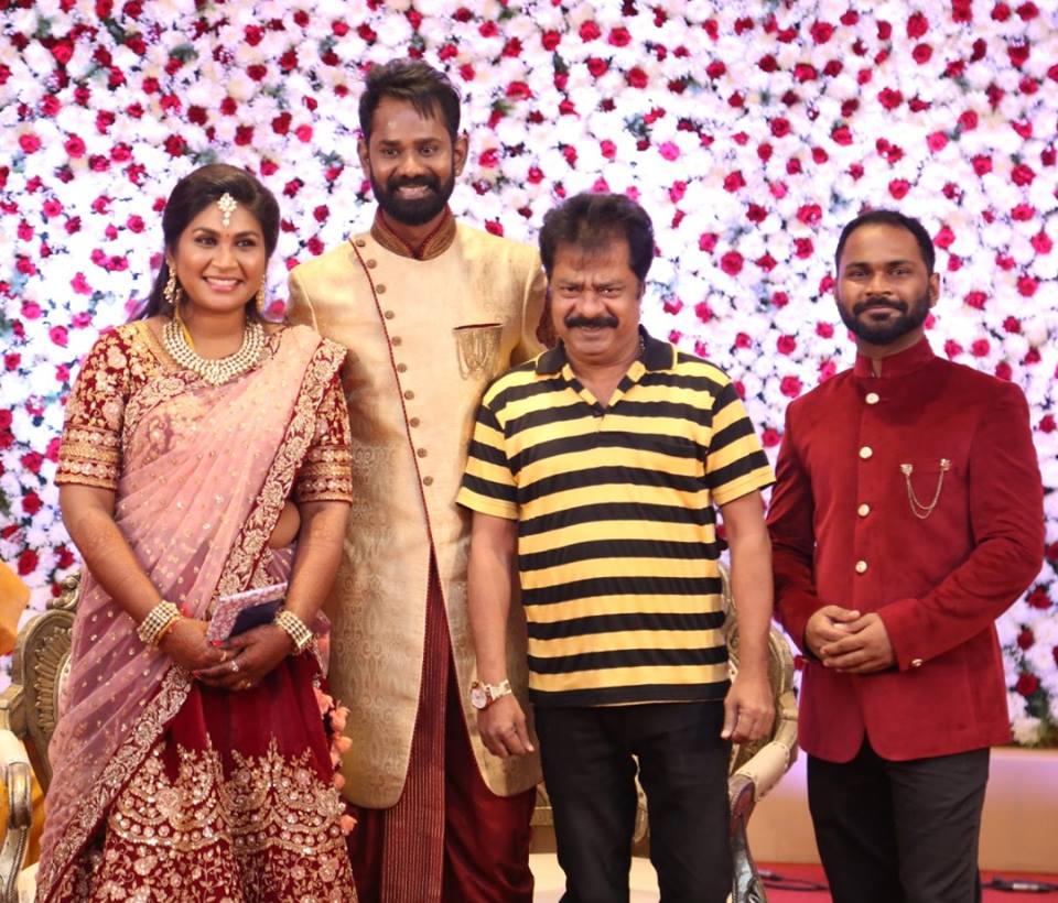 Pandiarajan at Ramesh Thilak and Navalakshmi wedding reception. Vijay Sethupathi,Venkat Prabhu,Mohan Raja,KS Ravikumar,Ramesh Thilak and Navalakshmi,Ramesh Thilak,Navalakshmi wedding reception,Ramesh Thilak and Navalakshmi wedding reception pics,Ramesh Thilak and Navalakshmi wedding reception images
