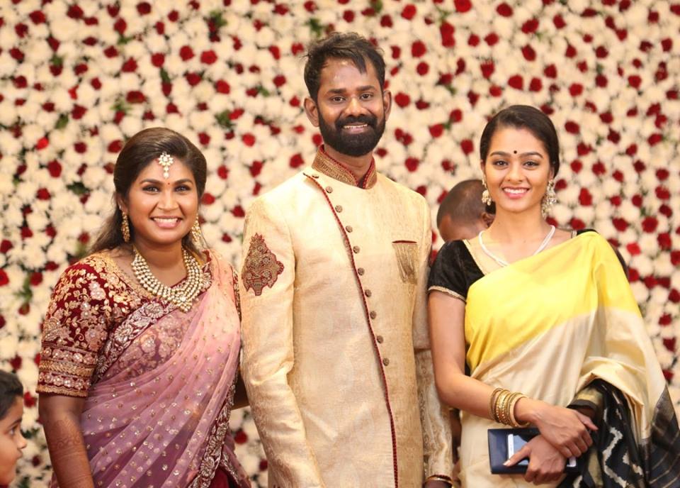 Gayathrie Shankar at Ramesh Thilak and Navalakshmi wedding reception. Vijay Sethupathi,Venkat Prabhu,Mohan Raja,KS Ravikumar,Ramesh Thilak and Navalakshmi,Ramesh Thilak,Navalakshmi wedding reception,Ramesh Thilak and Navalakshmi wedding reception pics,Ramesh Thilak and Navalakshmi wedding reception images