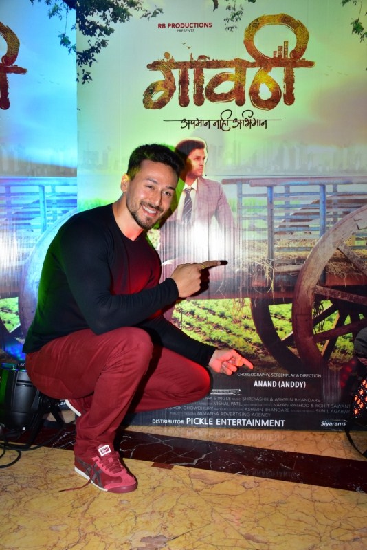 Tiger Shroff poses for photographers during Gavthi trailer launch in Mumbai. Tiger Shroff,actor Tiger Shroff,Tiger Shroff dance,Gavthi trailer,Gavthi movie trailer,Gavthi,bollywood movie Gavthi