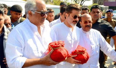 The 54-year-old actress accidentally drowned last month at a Dubai hotel. Boney Kapoor,Anil Kapoor,Sridevi,sridevi funeral,Sridevi asthi,Sridevi asthi in Haridwar