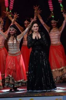 Actress Madhuri Dixit performs during T20 Mumbai Cricket League opening ceremony in Mumbai.