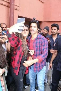 Varun Dhawan and Banita Sandhu promote their upcoming October movie at Sophia College in Mumbai.