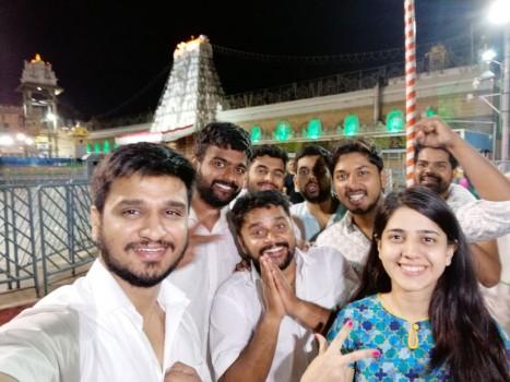 Actor Nikhil Siddharth, Samyuktha Hegde visit Tirumala temple ahead of Kirrak Party's movie release.