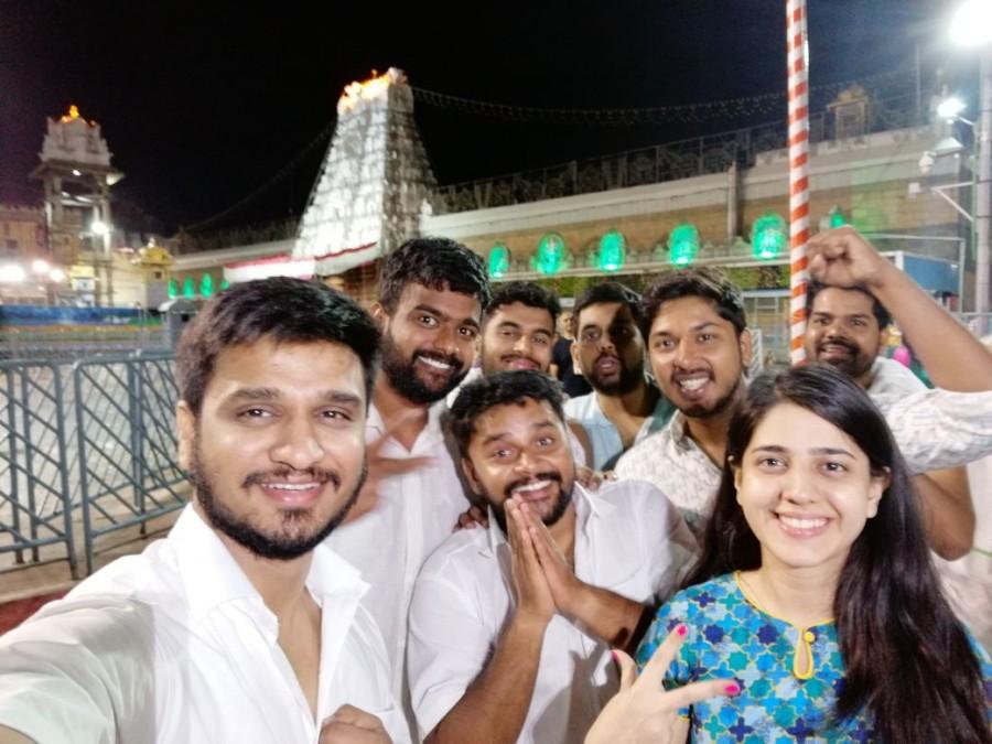 Actor Nikhil Siddharth, Samyuktha Hegde visit Tirumala temple ahead of Kirrak Party's movie release. Nikhil Siddharth,Samyuktha Hegde,Nikhil Siddharth and Samyuktha Hegde,Kirrak Party,Kirrak Party release,Kirrak Party movie release,Simranpareenja