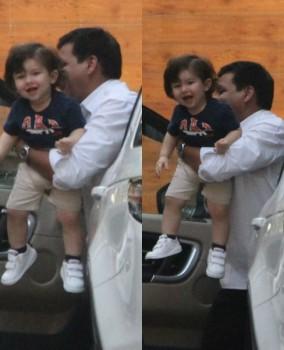 Kareena Kapoor's son Taimur gets excited after spotting paparazzi.