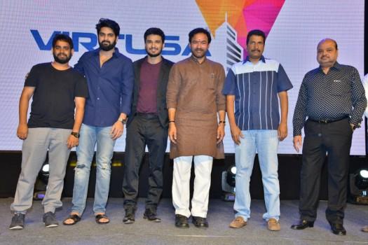 Telugu movie Kirrak Party pre-release event held at Hyderabad. Celebs like Nikhil Siddharth, Simran Pareenja, Samyuktha Hegde, Ramajogayya Sastry, Ajaneesh Loknath, Raja Ravindra and others graced the event.