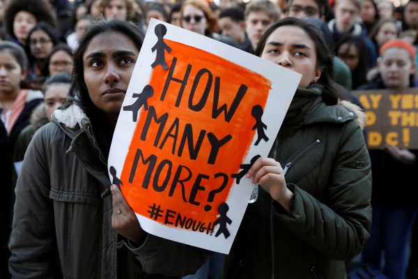 Students participate in a march in support of the National School Walkout in the Queens borough of New York City. Florida school shooting,Marjory Stoneman Douglas High School shooting,National School Walkout,protest against gun violence,U.S. Students Protest Gun Violence