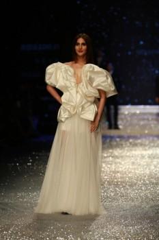 Actress Vaani Kapoor walks the ramp in fashion designers Ashish N Soni and Gauri and Nainika's creation at Amazon India Fashion Week in New Delhi, on March 14, 2018.