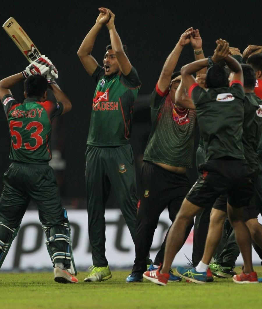 Riding on some brilliant batting from middle-order batsman Mahmudullah (43 not out), Bangladesh edged past Sri Lanka by two wickets to enter the final of the Nidahas Trophy T20 tri-series here on Friday. Nidahas Trophy,Mahmudullah,Bangladesh reach final,Bangladesh beats Sri Lanka,Bangladesh trash Sri Lanka