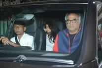 Boney Kapoor along with his daughters, Khushi and Janhvi were seen at Arjun Kapoor's home.