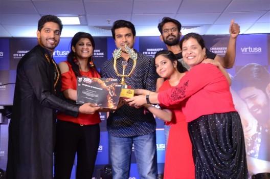 Mega powerstar Ram Charan Teja attend Josh Fantasy Season 4 at Virtusa IT Company in Hyderabad.