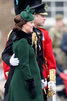 Catherine, Duchess of Cambridge and Prince William, Duke Of Cambridge attend the annual Irish Guards St Patrick's Day Parade at Cavalry Barracks on March 17, 2018 in Hounslow, England.