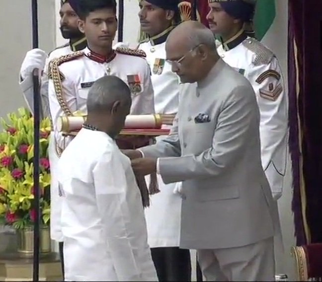 Music maestro Ilayaraja receives Padma Vibhushan from President Ram Nath Kovind at the Civil Investiture Ceremony, at Rashtrapati Bhavan, in New Delhi. Ilaiyaraaja,Music maestro Ilaiyaraaja,Ilaiyaraaja honored with Padma Vibhushan,Padma Vibhushan,President Kovind,Kovind