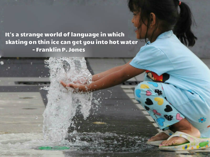 It's a strange world of language in which skating on thin ice can get you into hot water - Franklin P. Jones World Water Day 2018,World Water Day,World Water Day quotes,World Water Day wishes,World Water Day sms,World Water Day greetings,World Water Day pics,World Water Day images,save water slogans,save water pics
