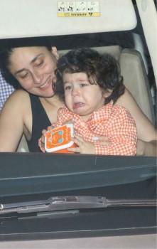 Photographers caught a glimpse of a crying Taimur Ali Khan while returning from Amrita Arora's residence.
