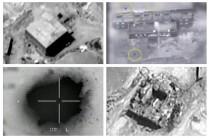 A combination image shows screen grabs taken from video material released on March 21, 2018 which the Israeli military describes as an Israeli air strike on a suspected Syrian nuclear reactor site near Deir al-Zor.
