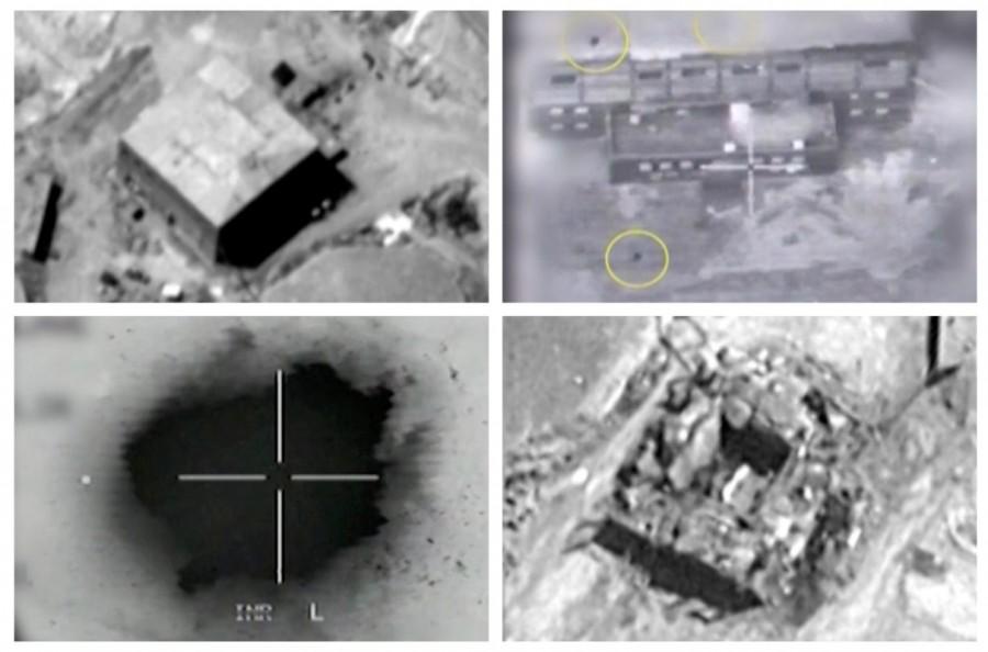 A combination image shows screen grabs taken from video material released on March 21, 2018 which the Israeli military describes as an Israeli air strike on a suspected Syrian nuclear reactor site near Deir al-Zor. Israel admits bombing suspected Syrian,Israel admits bombing on Syrian,Syrian,Israel,warns Iran,Israel warns Iran,Syrian nuclear reactor