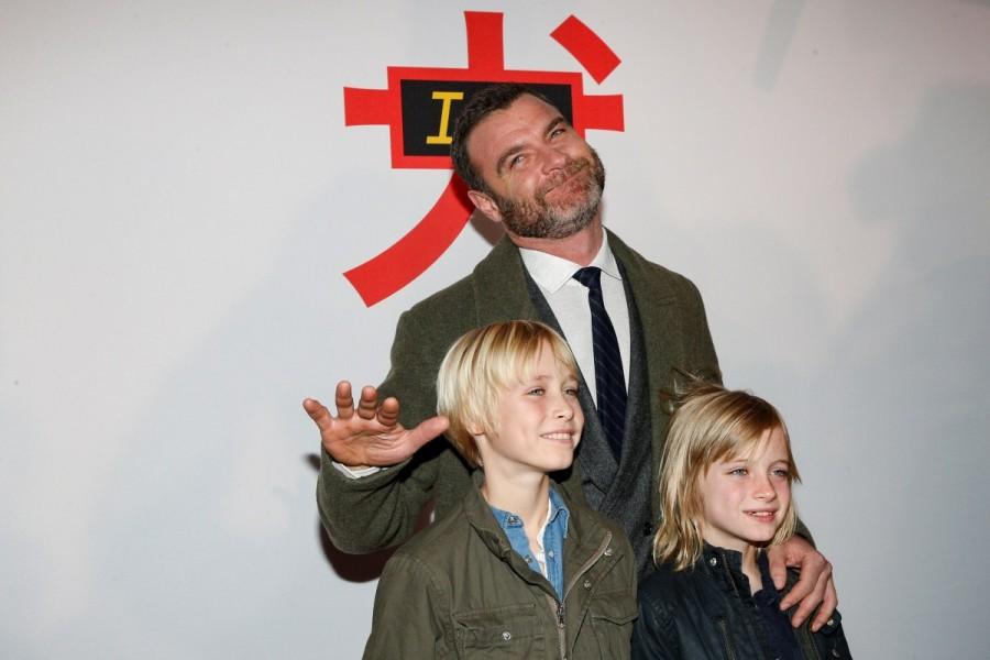 Cast member Liev Schreiber arrives with his sons Alexander Pete Schreiber and Samuel Kai Schreiber Wes Anderson,Jeff Goldblum,Greta Gerwig,Isle of Dogs,Isle of Dogs special screening,Isle of Dogs special screening pics,Isle of Dogs pics,Isle of Dogs images,Isle of Dogs cast