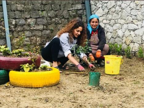 Actress Kangana Ranaut plants a sapling on her birthday in Manali on March 23, 2018. Kangana's sister Rangoli shared a picture with the caption: 