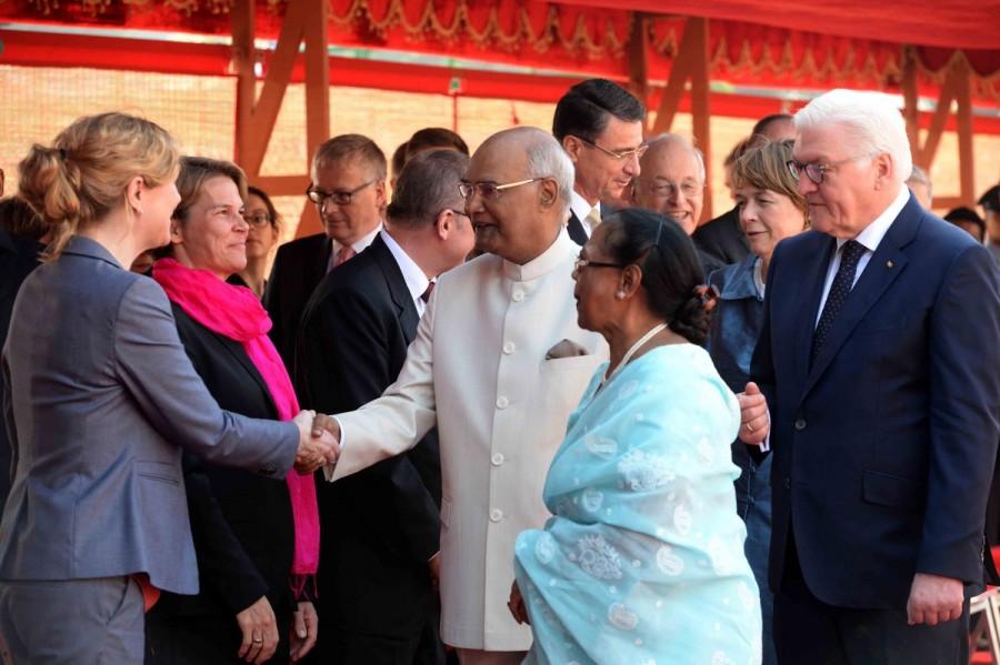 Steinmeier, accompanied by his wife Elke Budenbender was received by Modi.He was also accorded with the Guard of Honour. German President Frank-Walter Steinmeier,Frank-Walter Steinmeier,Frank-Walter Steinmeier in India,Ram Nath Kovind,Prime Minister Narendra Modi,Narendra Modi,PM Narendra Modi