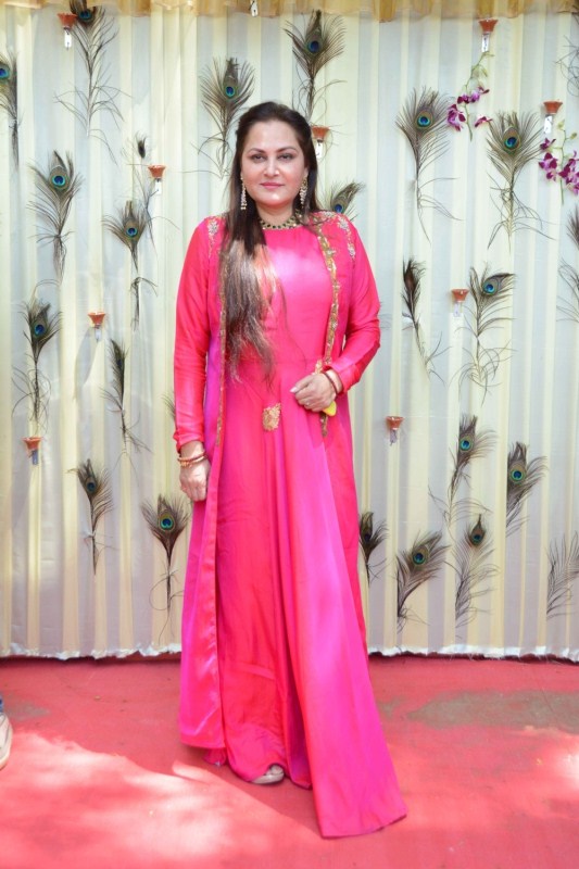Actress and politician Jaya Prada during the rice ceremony (annaprasanna) of Bappi Lahiri's grandson, in Mumbai. Jayaprada,Hemamalini,Neetu Chandra,Amar Singh,Randhir Kapoor,Bappi Lahiri,Bappi Lahiri grandson Annaprashan party,Krishh,Krishh Annaprashan party