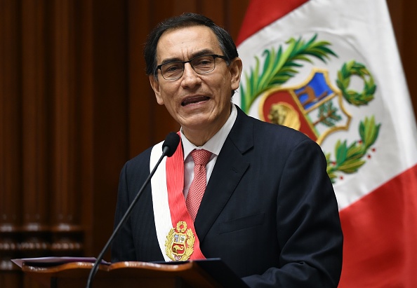 Peru's new President Martin Vizcarra delivers a speech after taking oath during a ceremony at the Congress in Lima on March 23, 2018. Martin Vizcarra,Peru new President,President Martin Vizcarra,Vizcarra