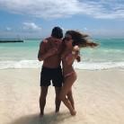 Bikini-clad Megan McKenna enjoys her romantic holiday with boyfriend Michael Thalassitis on Barbados beach.