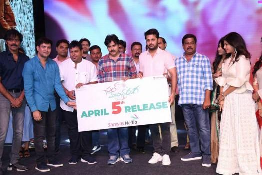 Telugu movie Chal Mohan Ranga pre-release event held at Hyderabad. Celebs like Pawan Kalyan, Nithin, Megha Akash, Lissy, Dil Raju, Shyamala, Nikitha Reddy, Radha Mohan and others graced the event.