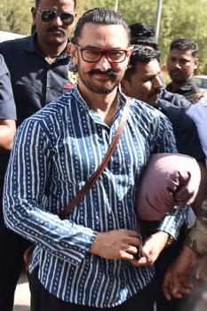 Bollywood actor Aamir Khan seen at Jodhpur Airport on March 26, 2018 after wrapping up Thugs of Hindostan's Jodhpur schedule.
