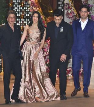 Bollywood actor Shah Rukh Khan at Akash Ambani & Shloka Mehta's engagement party.