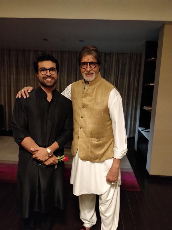 Bollywood actor Amitabh Bachchan joins Ram Charan's birthday celebrations ahead of Sye Raa Narasimha Reddy shooting for Chiranjeevi's film. Amitabh Bachchan,actor Amitabh Bachchan,Amitabh Bachchan joins Ram Charan birthday,Amitabh Bachchan at Ram Charan birthday,Ram Charan birthday,Ram Charan birthday pics,Ram Charan birthday images,Chiranjeevi