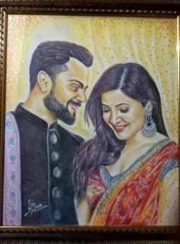 Bollywood actress Anushka Sharma receives special 'Virushka' painting from her fans on 'Sui Dhaaga' sets.