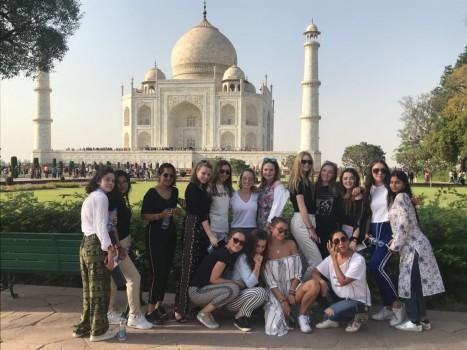 Bollywood actor Shah Rukh Khan's wife Gauri Khan and their daughter Suhana Khan during their visit to the Taj Mahal in Agra.